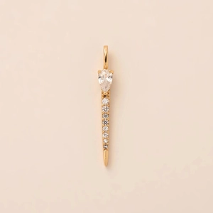Minimalist gold teardrop pendant with gradient zircon stones and shiny 18K finish