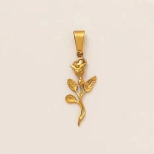 Pendentif fleur de rose en acier inoxydable plaqué or 18K pour création de bijoux