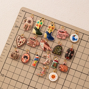 Emaille bedels met maan, western laarzen en vogels voor het maken van DIY-sieraden set