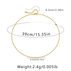 Gedetailleerde maattabel van de minimalistische 18K vergulde ketting met kraaltjes en maten