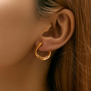 Orecchini a Bottone in Rame Placcato Oro 18K Geometrici Irregolari Con Perno in Argento Sterling 925 per Donna Gioielli Vintage