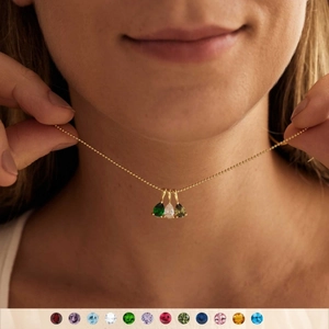 18K Gold Plated Stainless Steel Teardrop Birthstone Necklace Minimalist Colorful Zirconia Pendant Jewelry For Women Gift