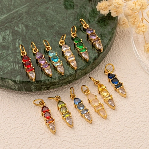 Pendentifs en or 18 carats avec oxydes de zirconium colorés pour la création de bijoux DIY