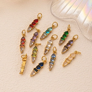 Pendentifs en acier inoxydable doré 18K avec pierres de naissance en zircon coloré