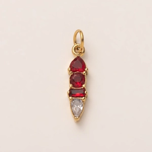 Pendentif vertical plaqué or 18 carats avec quatre pierres de naissance multicolores