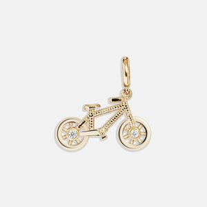 Pendentif vélo plaqué or 18 carats avec roues en cristal et texture corde torsadée