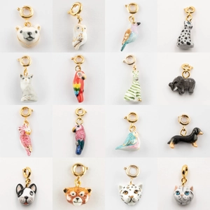 Collier Pendentif Animal En Acier Inoxydable Plaqué Or 18K Aspect Céramique Hibou Ours Manchot Bijoux Pour Femmes