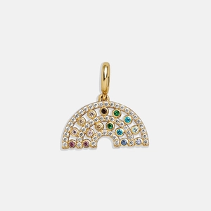 Pendentif arc-en-ciel en acier inoxydable doré 18K avec cristaux multicolores