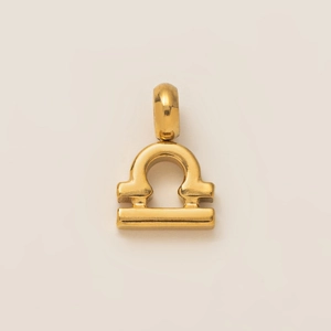 Polished golden Libra zodiac pendant with minimalist irregular design and vacuum plating