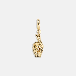 Pendentif porte-bonheur doigts croisés plaqué or 18 carats avec anneau fermé poli