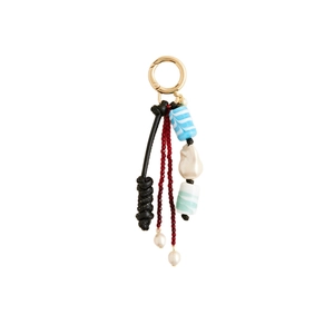 Vintage sea star and fish bag pendant with gold spring clasp and colorful beads