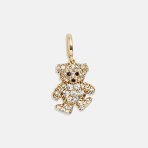 Pendentif ours plaqué or 18 carats avec zircones blanches et gemmes noires brillantes