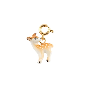 Pendentif faon en acier inoxydable plaqué or 18K avec finition émaillée sur fond blanc