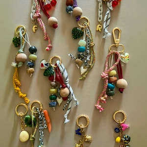 Bohemian handmade colorful woven rope keychain with beads and letter pendants