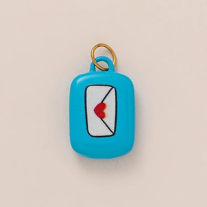 Blue rectangular pumpkin series pendant with white envelope and heart for DIY jewelry