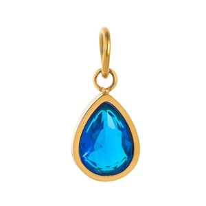 Pendentif goutte en pierre bleue foncée avec finition plaquée or 18 carats