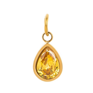 Pendentif en pierre dorée taille poire avec monture en or 18K pour bijoux DIY