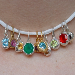 Kupfer Geburtsstein Serie Anhänger DIY Bunte Emaille Tropföl Runde Charms 18K Vergoldet Damen Halskette Schmuck Zubehör