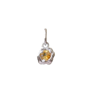 Minimalistischer 18K Gold-Geburtsstein-Anhänger mit Lava-Textur und gelbem Edelstein