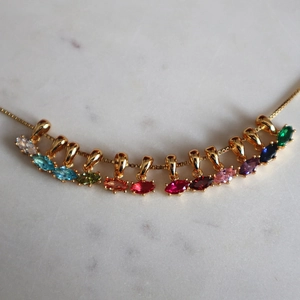 Marquise Birthstone Pendant Necklace Gold Plated Copper Cubic Zirconia Fashion Jewelry Women