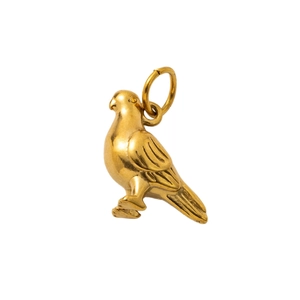 Bird shaped 18K gold plated stainless steel pendant with polished finish for DIY jewelry