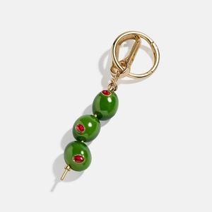 Charm de sac en cristal olive vert et rouge avec porte-clés doré et fermoir à ressort
