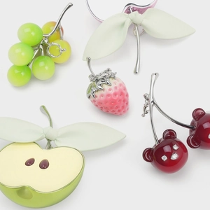 Ensemble de pendentifs bijoux créatifs avec breloques de fruits en émail et cerises