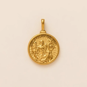 Gouden medaillon met de Latijnse gravure Audentes Fortuna Iuvat in een vintage stijl
