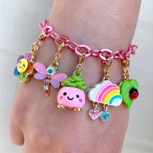 Cute Cartoon Enamel Copper Pendants For Jewelry Making DIY Bracelet Necklace Bag Accessories Fruit Cat Smiley Face Charms