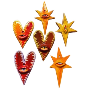 Colorful evil eye heart and star pendants in 18K gold plated finish for DIY jewelry