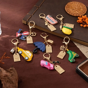 Porte-clés en Métal Thème Voyage Avec Pendentif en Similicuir Souvenir de Londres New York City pour Sacs Femme Accessoire