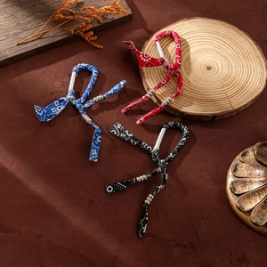 Bohemian Paisley Fabric Wrapped Carabiner Keychain With Metal Beads Fashion Ethnic Bag Charm Pendant For Women Girls