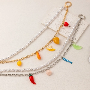 DIY charm pendants with pearls and colorful fruit charms in 14K gold and silver plating