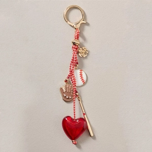 Mode Mehrfarbig Baseball Handschuh Schläger Herz Anhänger Schlüsselanhänger Für Tasche Dopamin Geflochtenes Seil Legierung Metall Schlüsselring