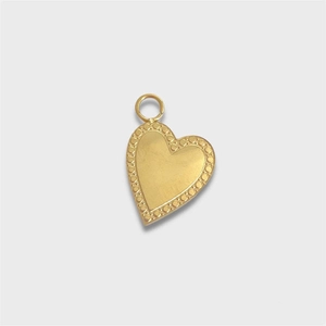 Detailed view of an 18K gold-plated heart pendant with elegant beaded edge detailing