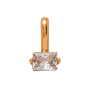 Rose gold copper pendant featuring a rectangle cubic zirconia with a polished finish