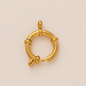 Macro view of 18k gold plated stainless steel spring ring clasp for jewelry making