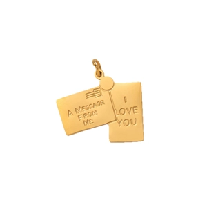 Ciondolo busta in acciaio inossidabile placcato oro 18K con incisione I Love You
