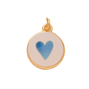 Golden round pendant with heart motif and beige matte inlay for DIY jewelry design