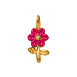 Ciondolo a fiore in acciaio placcato oro 18K con zircone per creazione gioielli fai da te