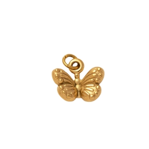 Pendentif papillon plaqué or 18K avec texture d'aile détaillée pour création de bijoux