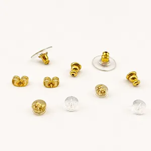 Assorted 18K gold plated butterfly and silicone earring back replacements in gold and clear