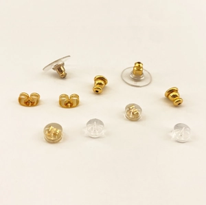 Brass 18K Gold Plated Earring Backs Stoppers Silicone Butterfly Clutch Bullet Hamburger Disk Earring Back Only For Women