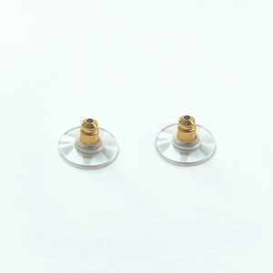 18K gold plated brass earring backs with transparent disc base for secure fit and comfort