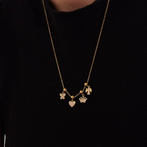 Collana Fai da Te in Acciaio Inossidabile Placcato Oro 18K Con Pendente a Croce a Cuore in Zirconia Gioielli Donna