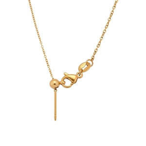Collana placcata oro 18k lucido con chiusura a moschettone, perla e perno a spillo
