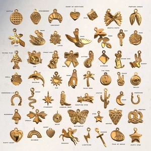 Vintage Stainless Steel 18K Gold Plated DIY Charms Pendant For Jewelry Making Mixed Shapes Bowknot Heart Cross Strawberry Pendant Only Without Chain