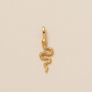 Macro-opname van 18K gouden slangenhanger met getextureerde ruitvormige gravure