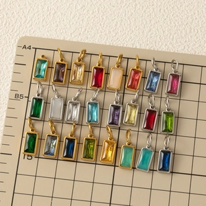 18K vergulde rechthoekige geboortesteen hangers in diverse edelsteen kleuren