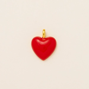 Goldenes Herzanhänger-Charms mit rotem Emaille-Finish für DIY-Halsketten und Schmuck